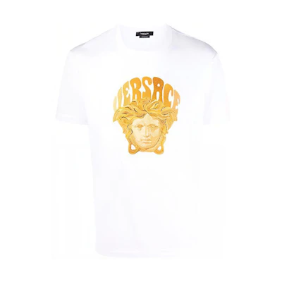 VERSACE Medusa Embroidered Short Sleeve T-Shirt White SS22 . 1003913-1A02785-1W000