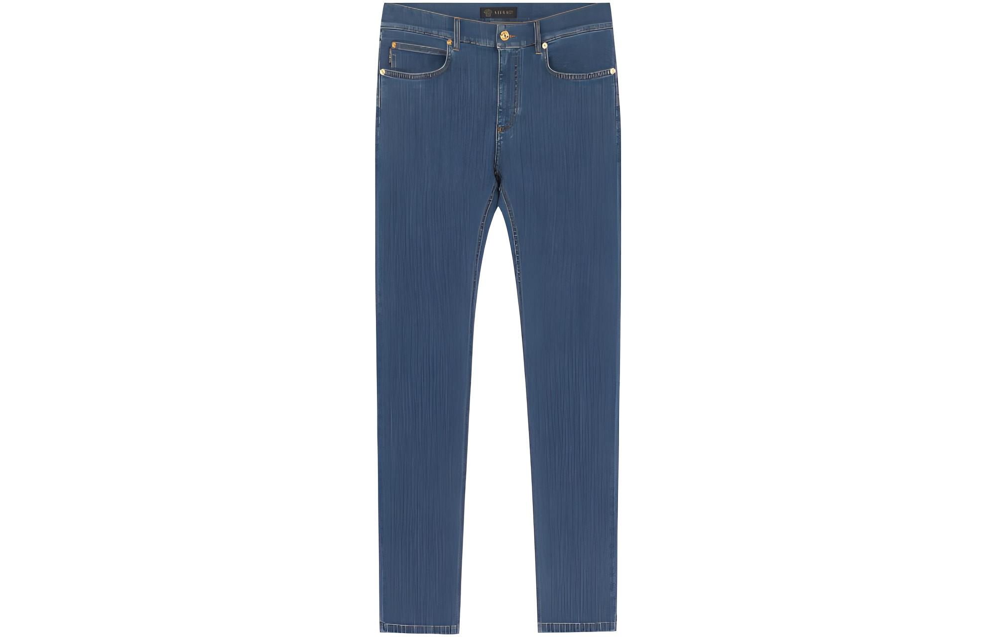 VERSACE Medusa Embroidered Straight-Leg Jeans Men’s Blue A84998S-A231671-A816