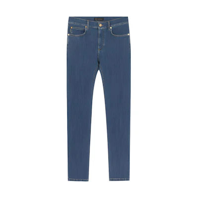 VERSACE Medusa Embroidered Straight-Leg Jeans Men’s Blue A84998S-A231671-A816