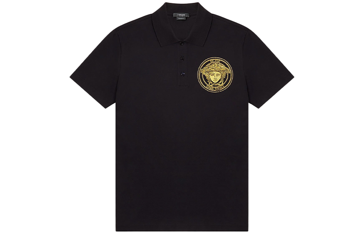 Order VERSACE 美杜莎刺绣铆钉男士黑色POLO衫 A89300-A237141-A1008
