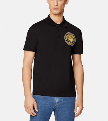 VERSACE Medusa Embroidered Studded Polo Shirt Men’s Black A89300-A237141-A1008 Shop VERSACE Medusa Embroidered Studded Polo Shirt Men’s Black A89300-A237141-A1008