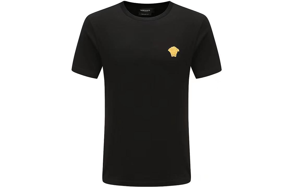 Order VERSACE Medusa Embroidered Tee SS23  Black Short Sleeve T-Shirt. 1008481-1A06063-1B000