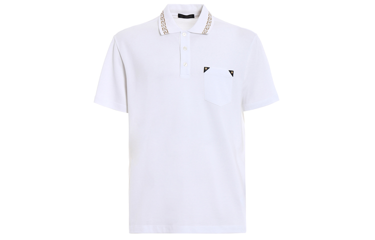 Order 范思哲美杜莎金标口袋白色短袖POLO衫 A79252-A223004-A93A