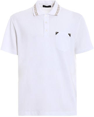 VERSACE Kaos Polo Lengan Pendek Putih Logo Emas Medusa dengan Saku A79252-A223004-A93A Order VERSACE Kaos Polo Lengan Pendek Putih Logo Emas Medusa dengan Saku A79252-A223004-A93A