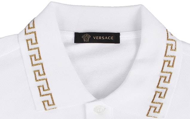 VERSACE Kaos Polo Lengan Pendek Putih Logo Emas Medusa dengan Saku A79252-A223004-A93A Details for VERSACE Kaos Polo Lengan Pendek Putih Logo Emas Medusa dengan Saku A79252-A223004-A93A
