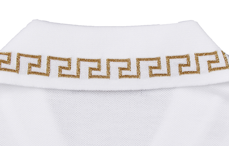 Sizing 范思哲美杜莎金标口袋白色短袖POLO衫 A79252-A223004-A93A