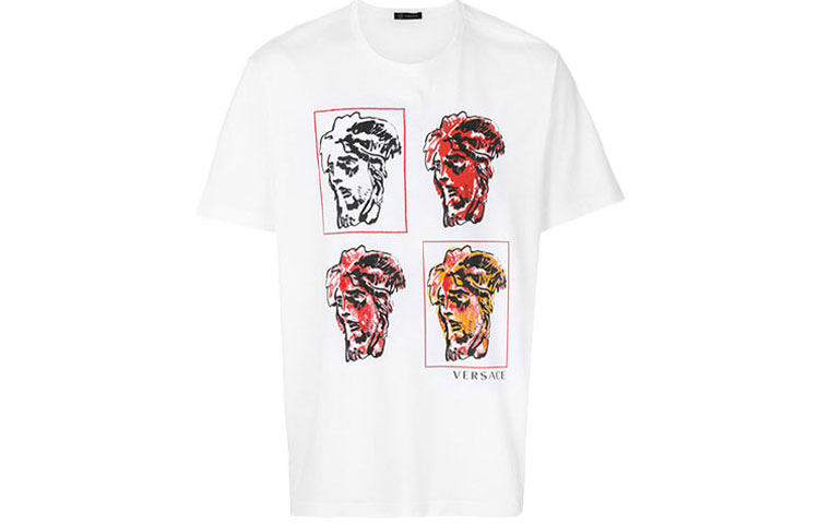 VERSACE Medusa Graphic Crewneck White T-Shirt for Men A79236-A224574-A001