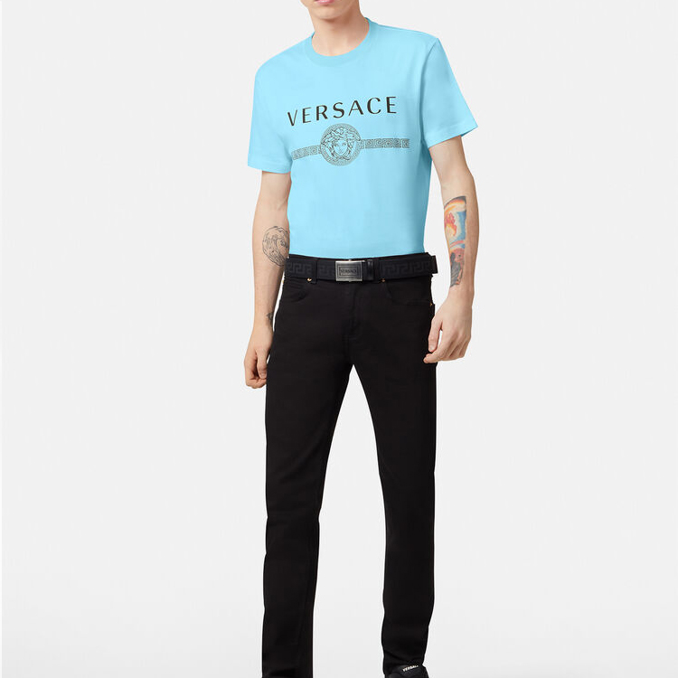 Sizing ヴェルサーチ メデューサ グラフィックTシャツ スカイブルー コットン A87573-A228806-A1461