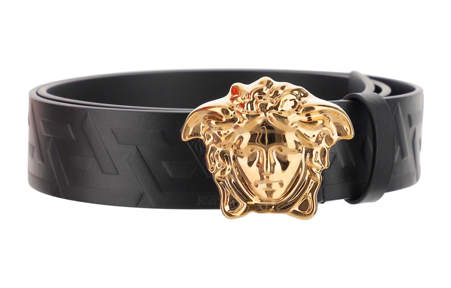 Versace Medusa Head Buckle Leather Belt Black 4cm DCU41401A050291B00V