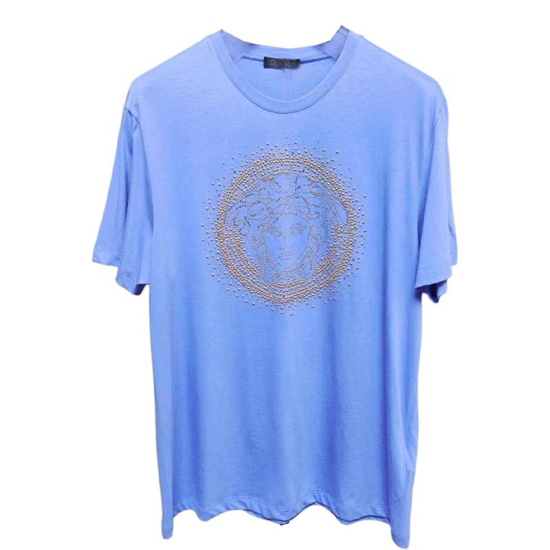 VERSACE Medusa Head Crewneck T-Shirt  Blue. A79160-A224620-A904E