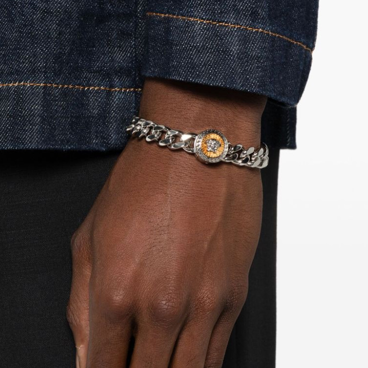 Shop VERSACE Medusa Head Design Brass Bracelet  Silver Color. 10160381A00620