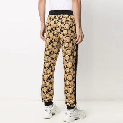 范思哲美杜莎针织拼色慢跑裤 - 黄色款 A887151-F006755-B000 Shop 范思哲美杜莎针织拼色慢跑裤 - 黄色款 A887151-F006755-B000