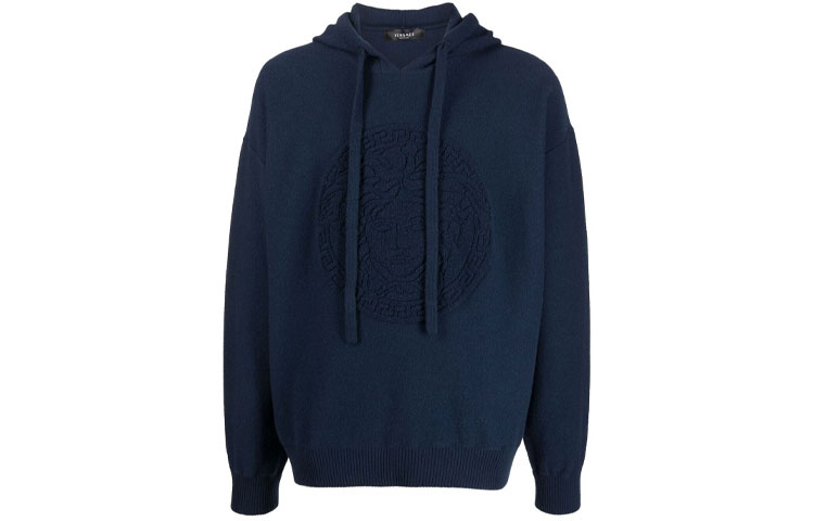 Versace Medusa Knit Pullover Hoodie Blue - Style A87203-A235893-1U040