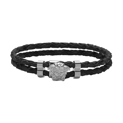 VERSACE Medusa Leather Bracelet Unisex Couples Black DG05579-DMTN-D41UB