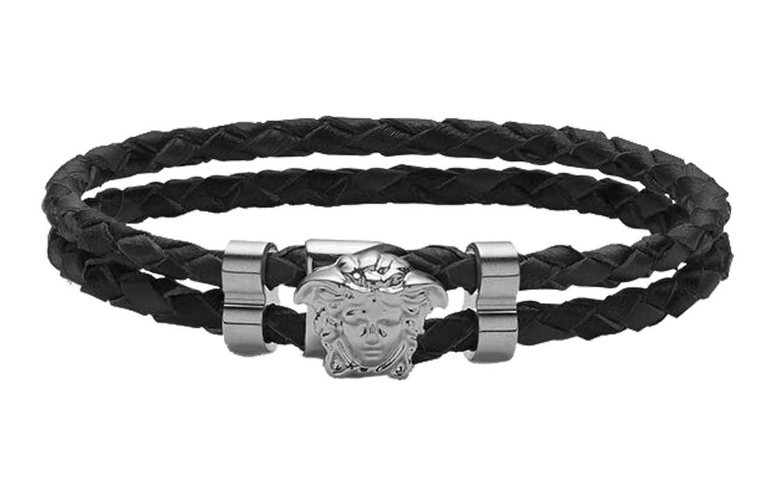Order VERSACE Pulsera de Cuero Medusa Unisex para Parejas Negra DG05579-DMTN-D41UB