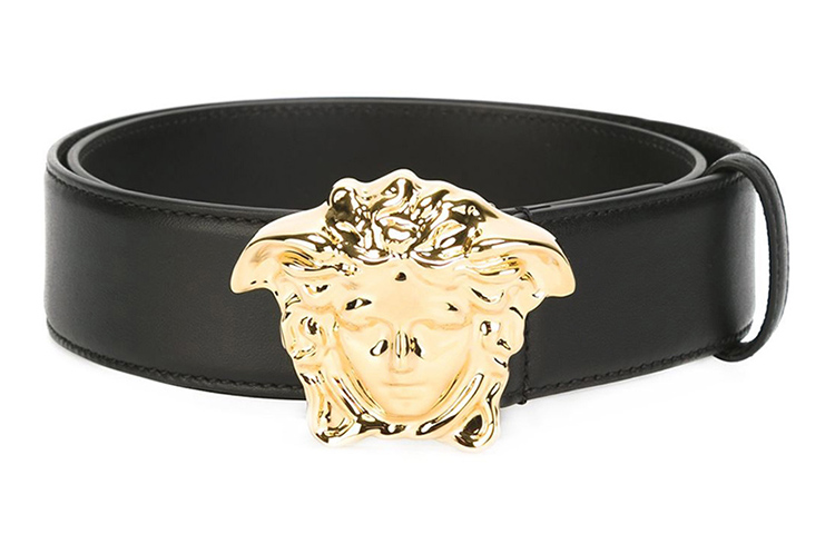 Versace Medusa Leather Buckle Belt 4cm Mens Black DCU4140-DVTP1-D410H
