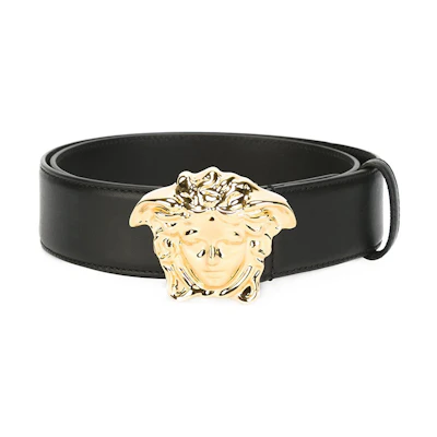 Versace Medusa Leather Buckle Belt 4cm Mens Black DCU4140-DVTP1-D410H