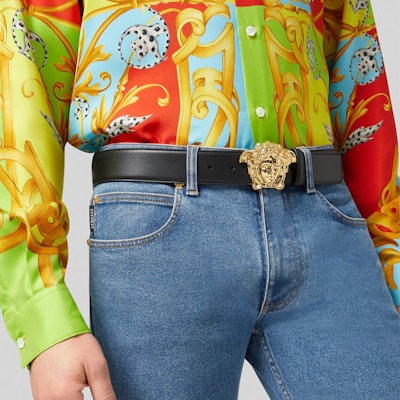 ヴェルサーチ メデューサ レザー ベルト 4cm メンズ ブラック DCU4140-DVTP1-D410H Sizing ヴェルサーチ メデューサ レザー ベルト 4cm メンズ ブラック DCU4140-DVTP1-D410H