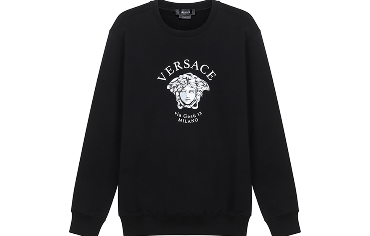 Versace Medusa Letter Print Crewneck Long Sleeve Sweatshirt Black A88693-A231242-A1008
