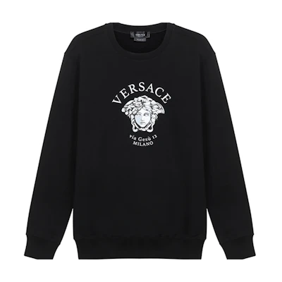 Versace Medusa Letter Print Crewneck Long Sleeve Sweatshirt Black A88693-A231242-A1008