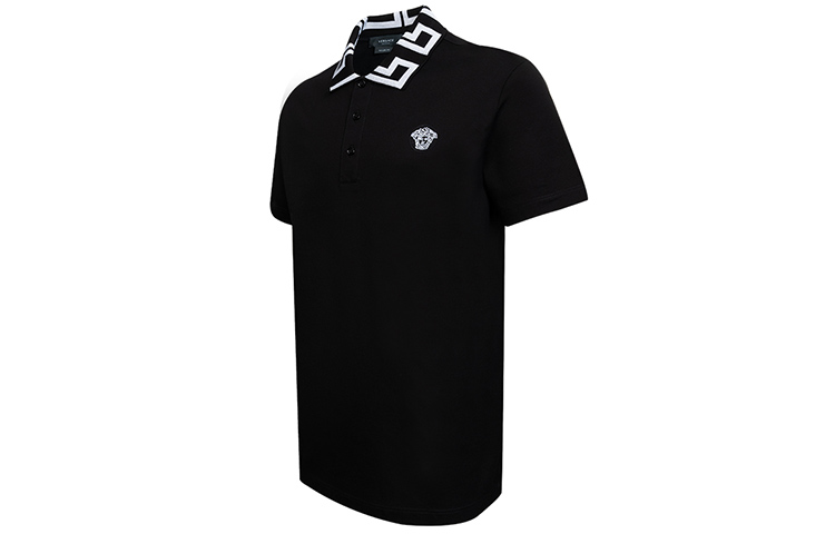 Shop VERSACE 美杜莎标志黑色短袖POLO衫 A89492-A231240-A2024