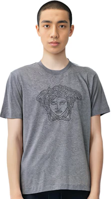 베르사체 메두사 로고 크루넥 반팔 티셔츠 남성용 그레이 A76132-A201952-A809 Shop 베르사체 메두사 로고 크루넥 반팔 티셔츠 남성용 그레이 A76132-A201952-A809