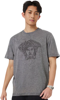 베르사체 메두사 로고 크루넥 반팔 티셔츠 남성용 그레이 A76132-A201952-A809 Purchase 베르사체 메두사 로고 크루넥 반팔 티셔츠 남성용 그레이 A76132-A201952-A809