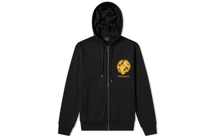 VERSACE Medusa Logo Embroidered Zip Hoodie Black () A87502-A231242-A1008
