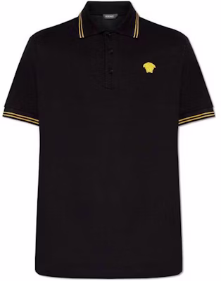 VERSACE Kaos Polo Hitam Lengan Pendek Motif Garis Logo Medusa Casual Fit 1013910-1A09860-1B000 Buy VERSACE Kaos Polo Hitam Lengan Pendek Motif Garis Logo Medusa Casual Fit 1013910-1A09860-1B000