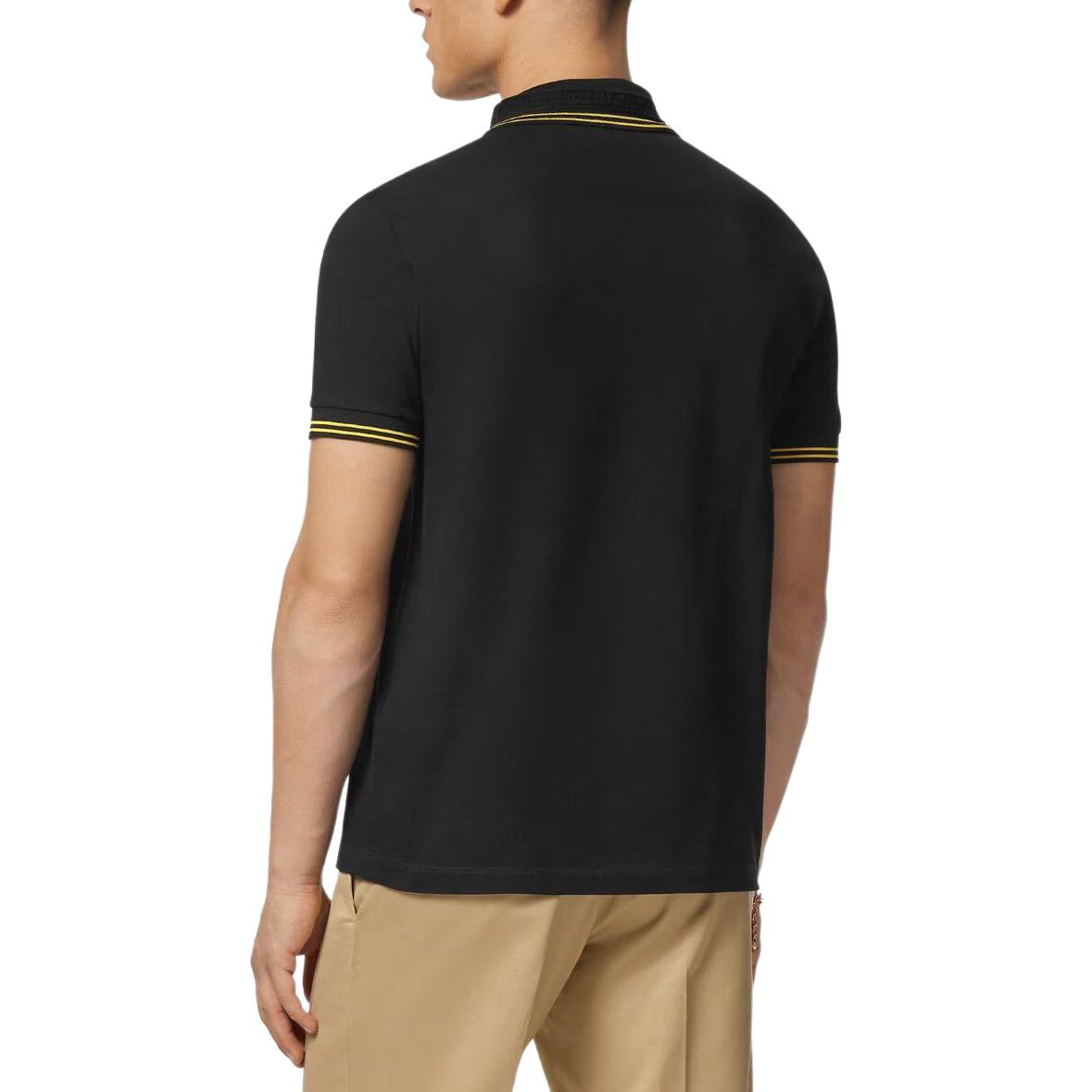 VERSACE Medusa Logo Stripe Pattern Short-Sleeve Polo Shirt Black  Casual Fit 1013910-1A09860-1B000 圖 4