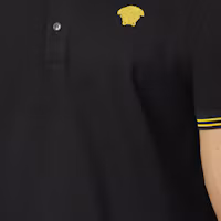 Sizing VERSACE 美杜莎標誌條紋短袖POLO衫 黑色 休閒版型 1013910-1A09860-1B000