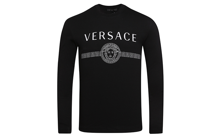 VERSACE Medusa Logo Unisex Long Sleeve Crewneck T-Shirt Black A83580-A228806-A008