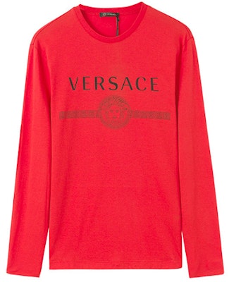 ヴェルサーチ メデューサロゴ ユニセックス レッド 長袖Tシャツ A83580-A228806-A041 Buy ヴェルサーチ メデューサロゴ ユニセックス レッド 長袖Tシャツ A83580-A228806-A041