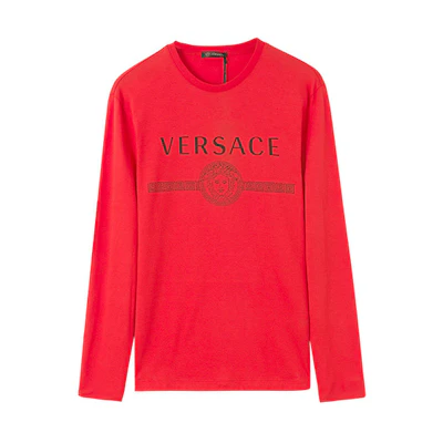 VERSACE Medusa Logo Unisex Red Long Sleeve T-Shirt A83580-A228806-A041