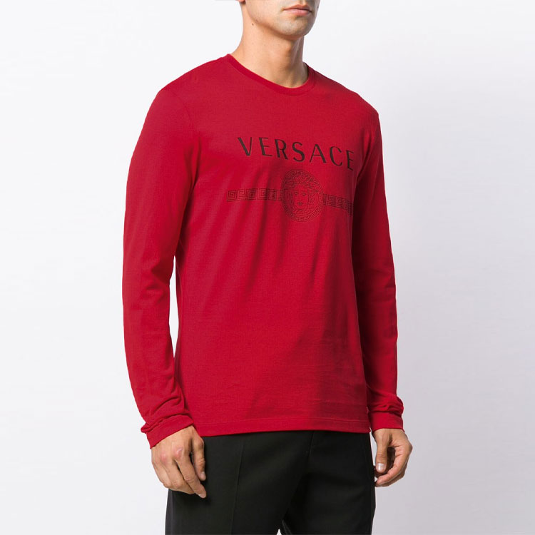 Shop ヴェルサーチ メデューサロゴ ユニセックス レッド 長袖Tシャツ A83580-A228806-A041