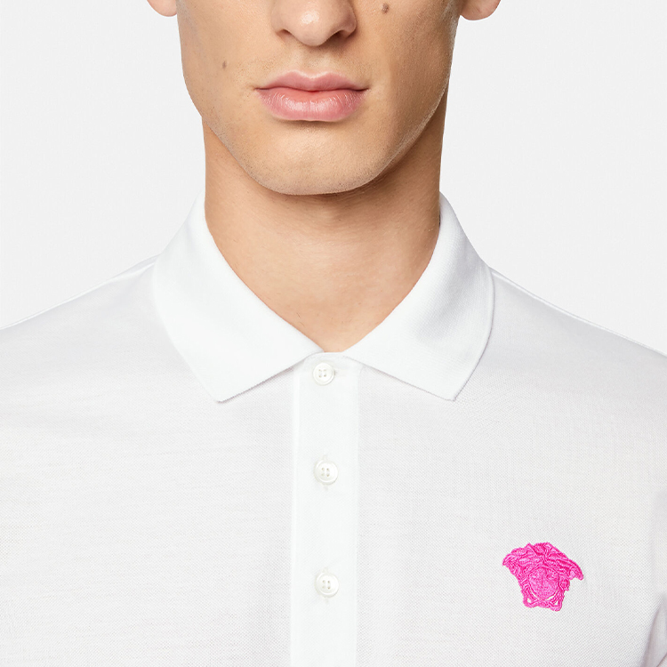 Sizing VERSACE 美杜莎标志白色短袖Polo衫 A87427-A237141-2W230