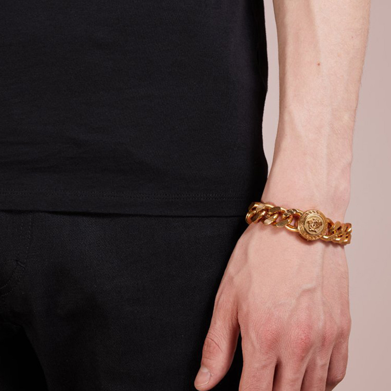 Lookbook 베르사체 메두사 메탈 위빙 커플 팔찌 유니섹스 DG06996-DJMT-KOT