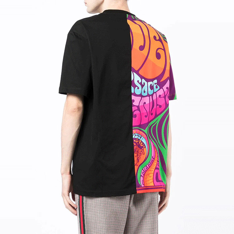 Shop 베르사체 메두사 뮤직 그래픽 블랙 반팔 티셔츠 1003390-1A02374-5B020