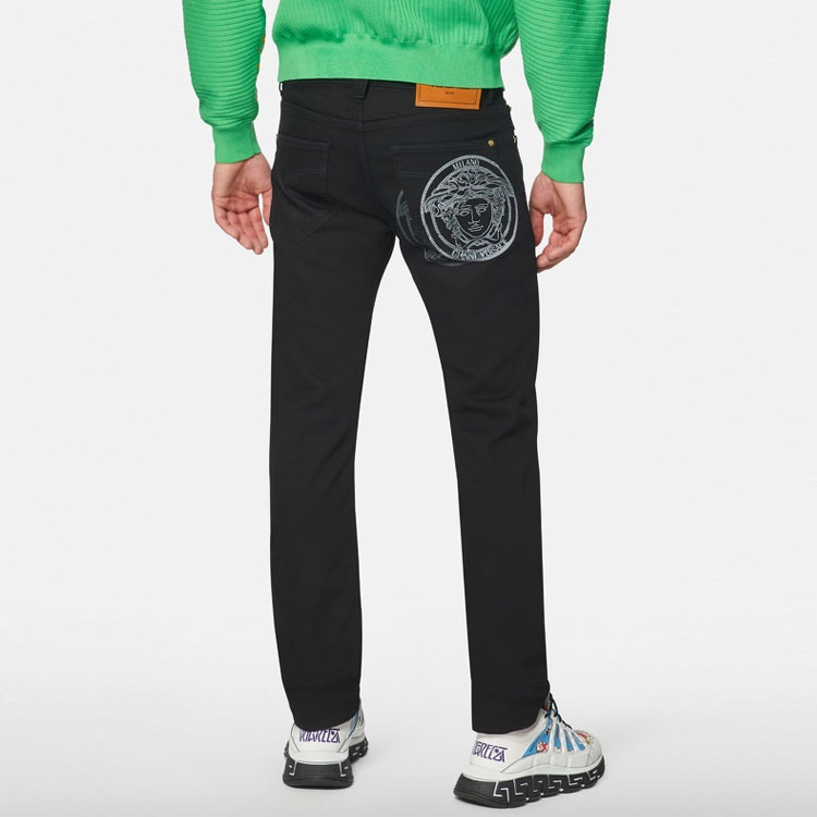 Purchase VERSACE Celana Jeans Hitam Pola Medusa A81832-1F01113-1D040