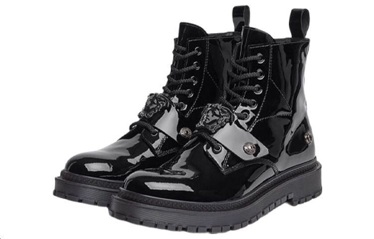 Lookbook Botas Versace Medusa con Placa y Cordones 'Negro' 1003149-1A02844_1B00B