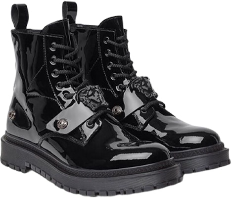 Versace Medusa Plaque Lace-Up Booties 'Black' 1003149-1A02844_1B00B Shop Versace Medusa Plaque Lace-Up Booties 'Black' 1003149-1A02844_1B00B