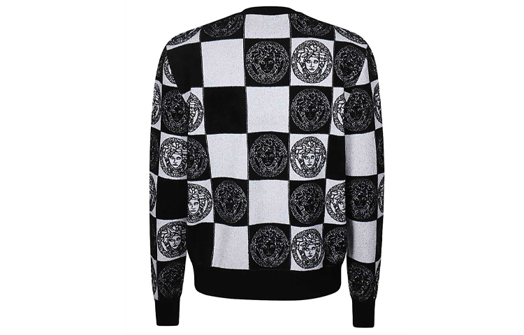 Lookbook Suéter de Punto Cuadros Estampado Medusa VERSACE Negro/Blanco A87268-A235904-A2024