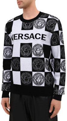 Suéter de Punto Cuadros Estampado Medusa VERSACE Negro/Blanco A87268-A235904-A2024 Shop Suéter de Punto Cuadros Estampado Medusa VERSACE Negro/Blanco A87268-A235904-A2024