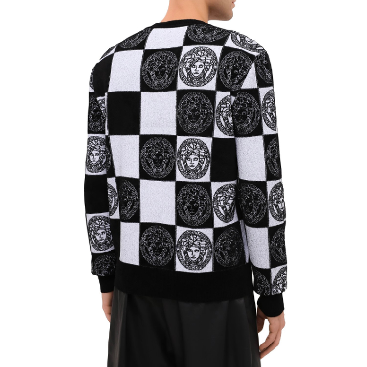 Purchase Suéter de Punto Cuadros Estampado Medusa VERSACE Negro/Blanco A87268-A235904-A2024