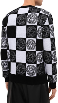 Suéter de Punto Cuadros Estampado Medusa VERSACE Negro/Blanco A87268-A235904-A2024 Purchase Suéter de Punto Cuadros Estampado Medusa VERSACE Negro/Blanco A87268-A235904-A2024