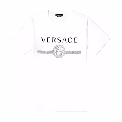 VERSACE Medusa Print Cotton Crew Neck T-Shirt White A87573-A228806-A1001