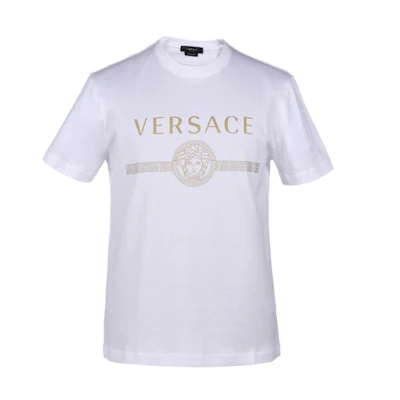 VERSACE Medusa Print Crewneck Short Sleeve T-shirt Bright White for Men A87573-A228806-A2088