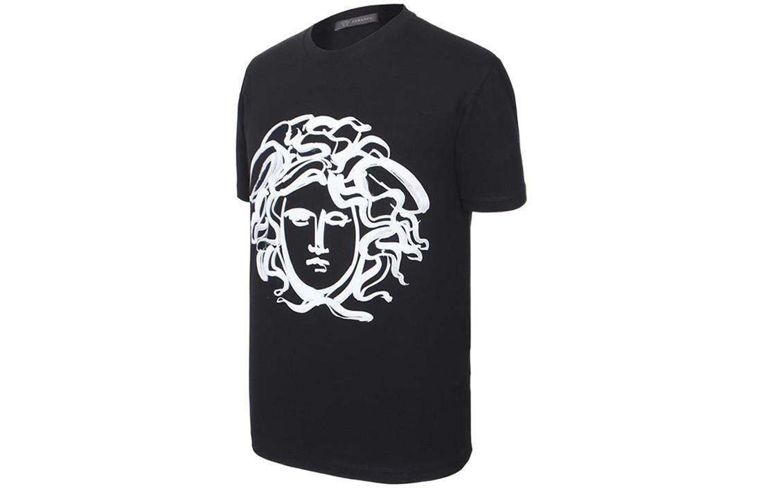 Shop 베르사체 메두사 프린트 반팔 크루넥 티셔츠 SS22 블랙 A77981-A224637-A99C
