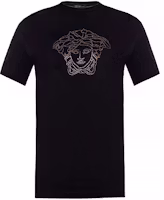 Versace Medusa Rhinestone Black T-Shirt for Men A77532-A201952-A008 Versace Medusa Rhinestone Black T-Shirt for Men A77532-A201952-A008