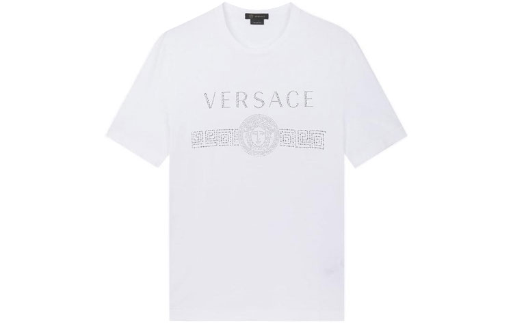 VERSACE Medusa Rhinestone Logo Crewneck T-Shirt  White A85941-A228806-A1001 圖 2